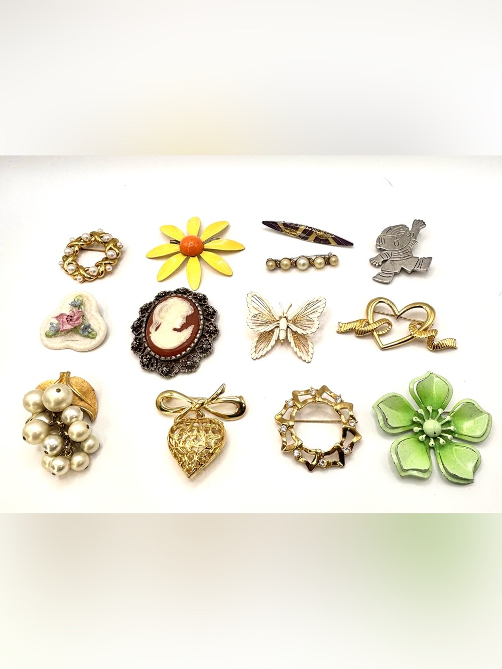 Boutique Lot 12 Vintage Brooches: Signed Coro + High Quality Tiered Rhinestones